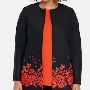 The Limited Woman's Black with Red Floating Floral Jacket, Size 14